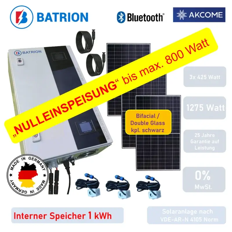 Solaranlage Mit Speicher und Nulleinspeisung 800W